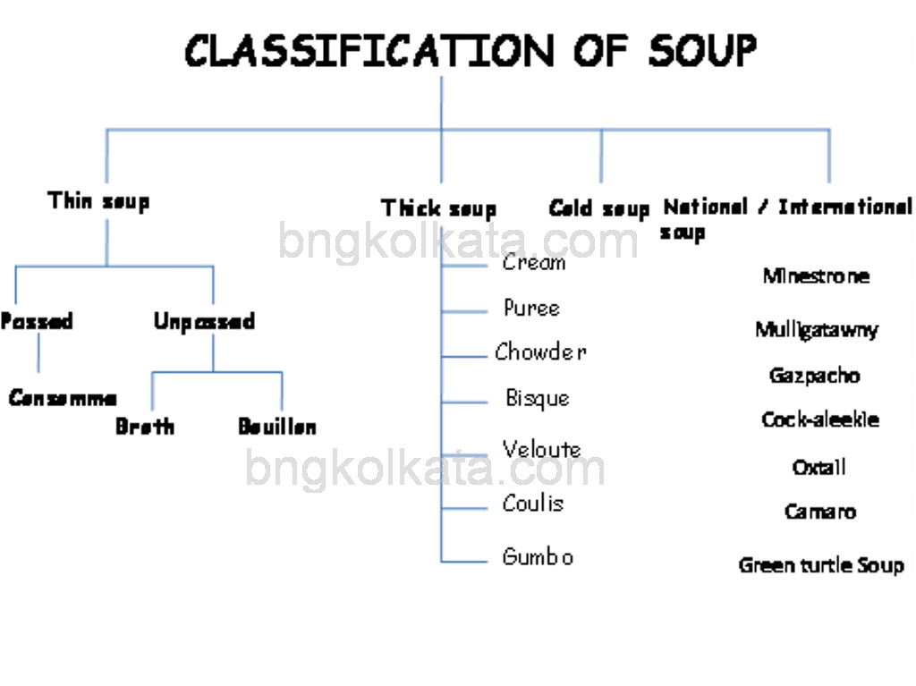 soup and their classifications in hotel