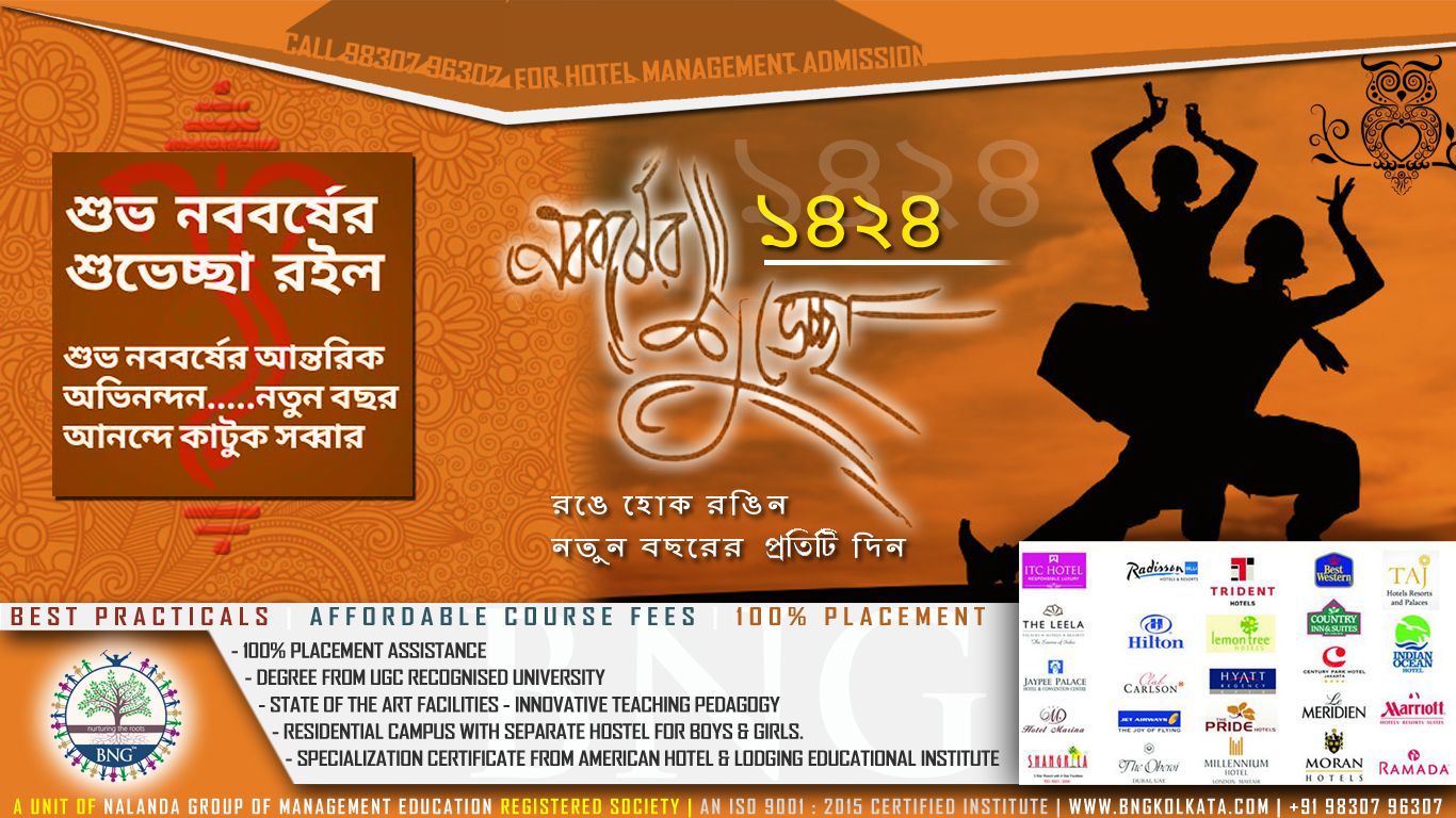 Wishing you lots of good luck and cheer to you on this Shubho Nabo Barsho by BNG Hotel Management Kolkata