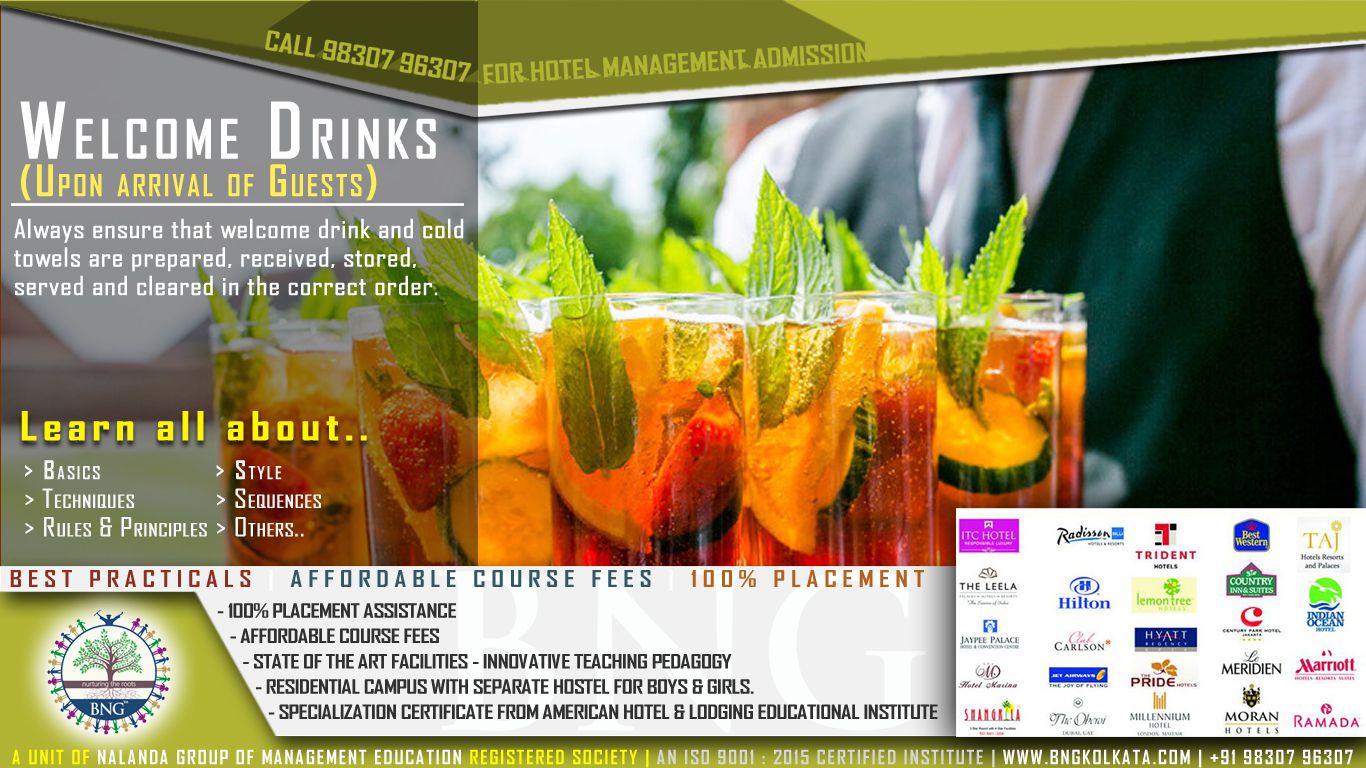 welcome drinks by BNG Hotel Management Kolkata 